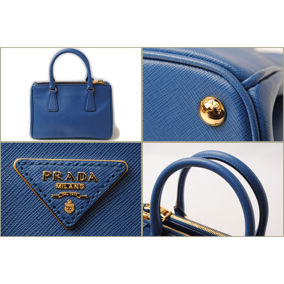 Prada Saffiano Shoulder Handbag 2way Azzurro Bag - Picture 1 of 6